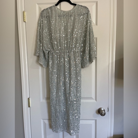 ASOS Ice Blue Scatter Sequin Midi Dress - Picture 3 of 6